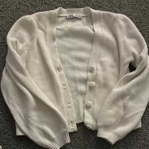 zara white cardigan size large
